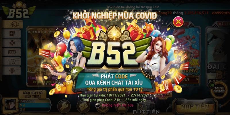 Có nhiều giftcode B52 được website phát liên tục mỗi ngày