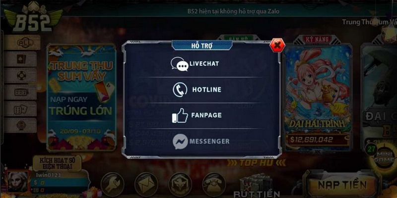 Cổng game luôn hỗ trợ người chơi qua nhiều phương thức 